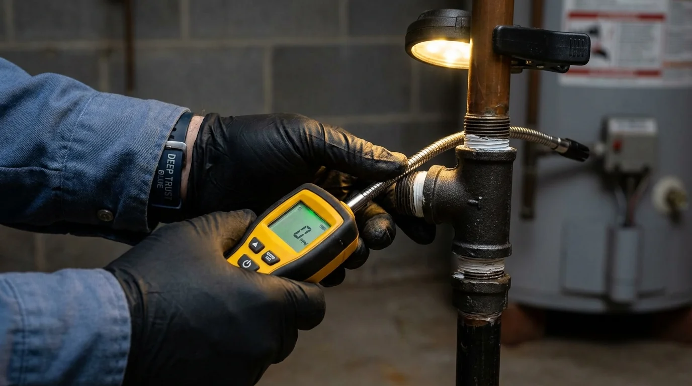 Gas leak detection with electronic sniffer by Johns Plumbing LLC in Steubenville