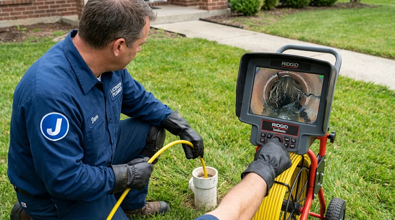 Sewer camera inspection being performed by Johns Plumbing LLC in Steubenville